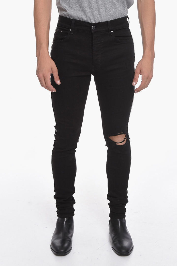 AMIRI STRETCHY SKINNY DENIMS WITH CRYSTAL