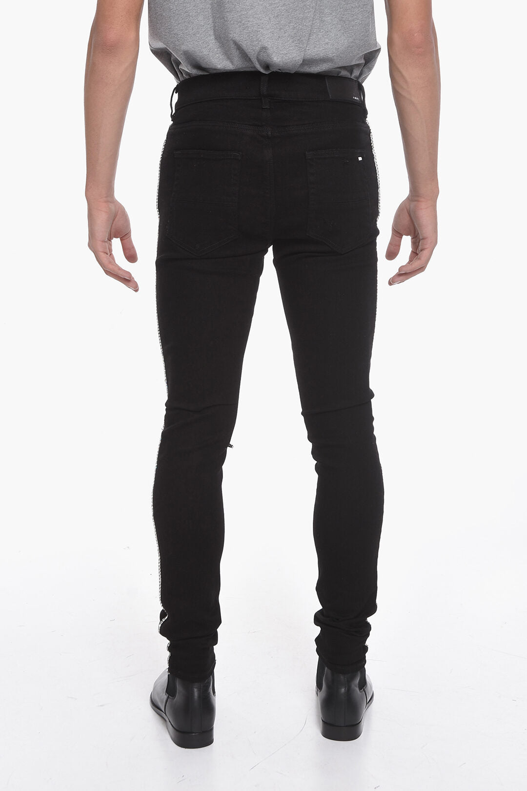 AMIRI STRETCHY SKINNY DENIMS WITH CRYSTAL