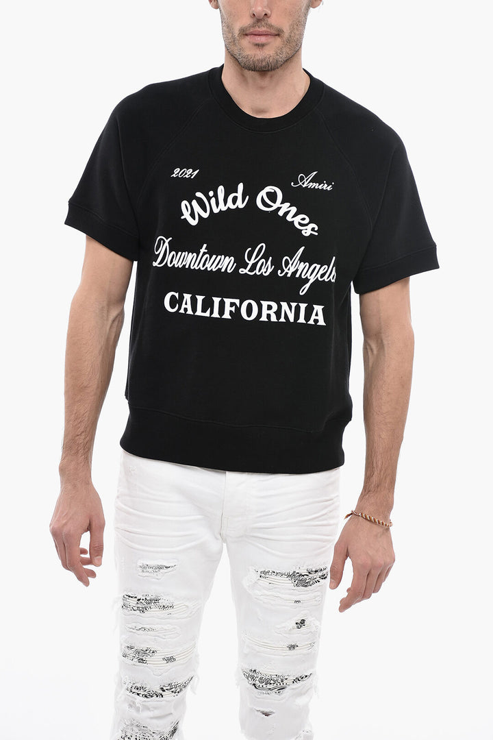 Amiri Lettering Printed Crew-Neck Sweatshirt with Short Sleeve