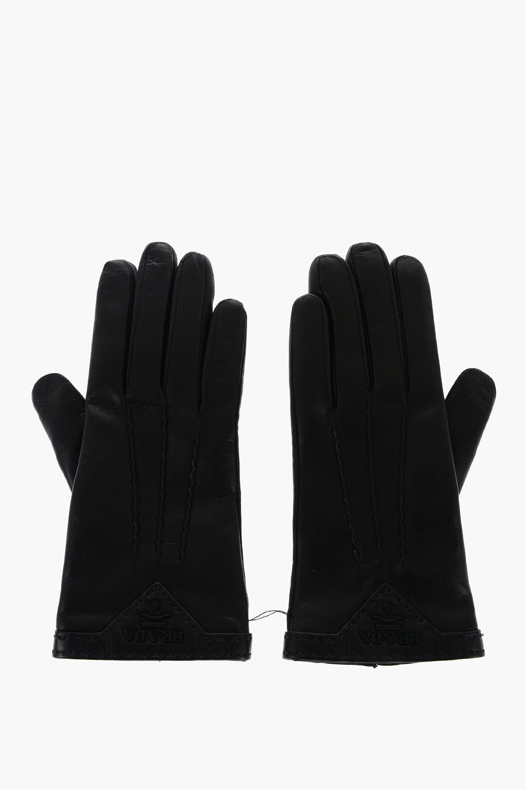 PRADA LEATHER GLOVERS WITH EMBOSSED LOGO
