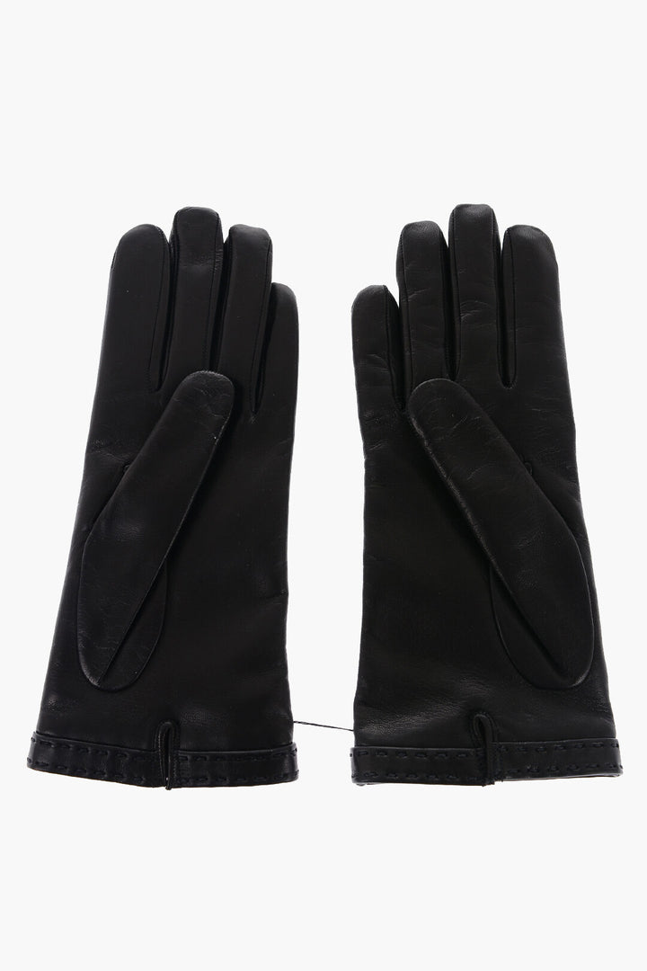 PRADA LEATHER GLOVERS WITH EMBOSSED LOGO