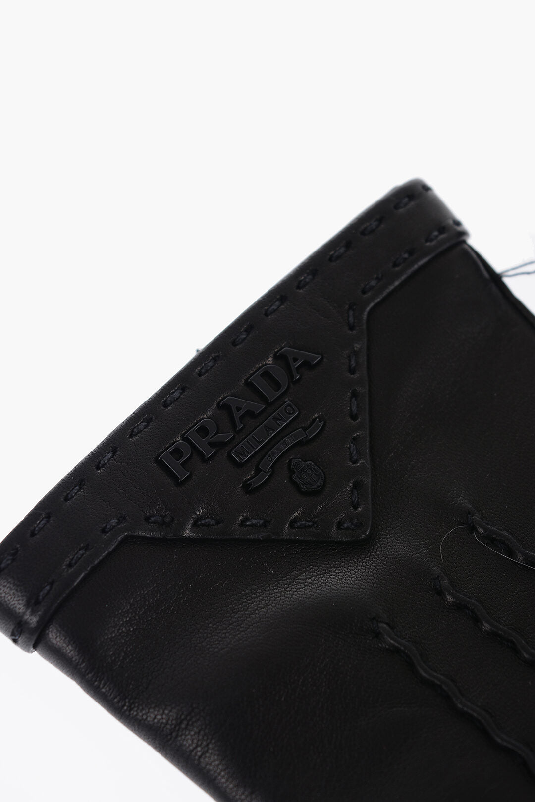 PRADA LEATHER GLOVERS WITH EMBOSSED LOGO