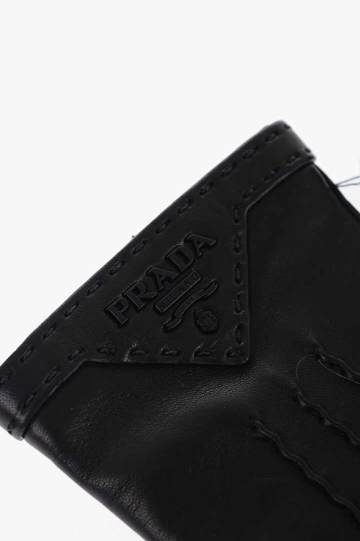 PRADA LEATHER GLOVERS WITH EMBOSSED LOGO