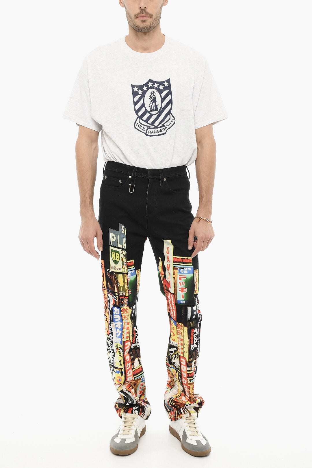 NEIL BARRET PRINTED SHINJUKU-SOHO SKINNY FIT JEANS 20CM