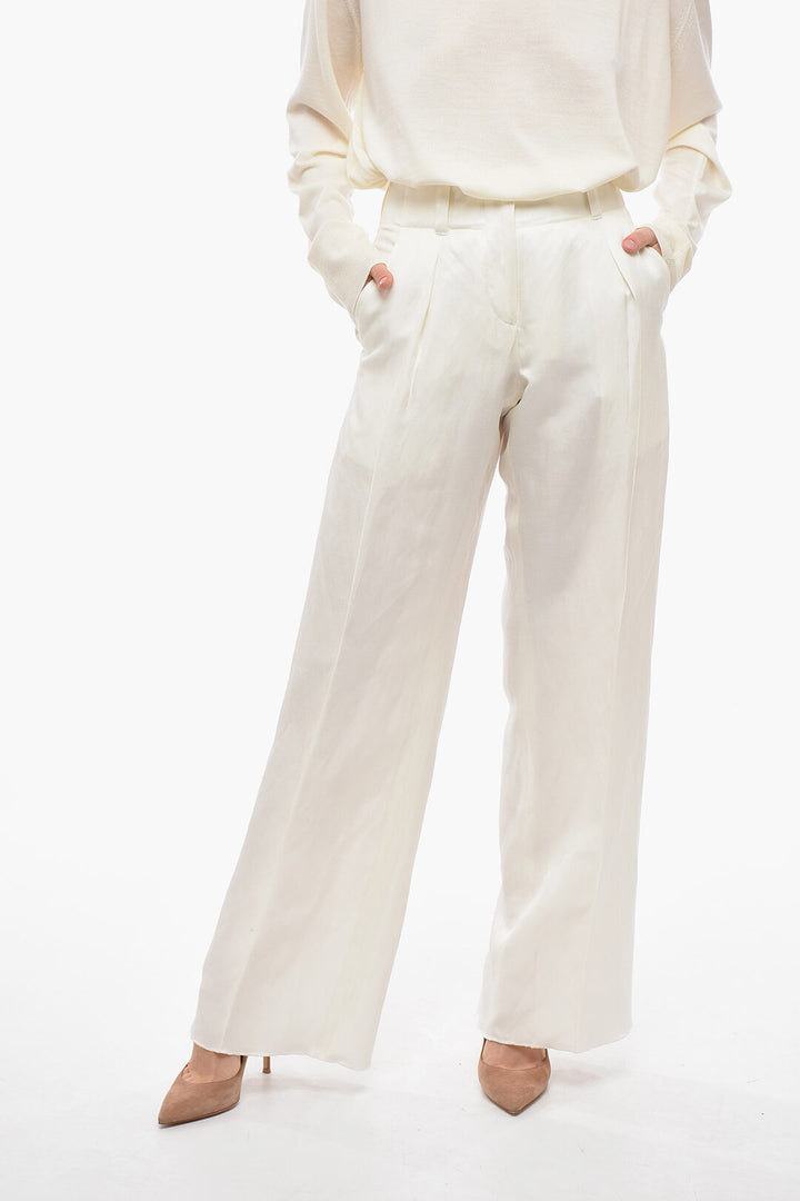 SALVATORE FERRAGAMO SILK & LINEN PANTS