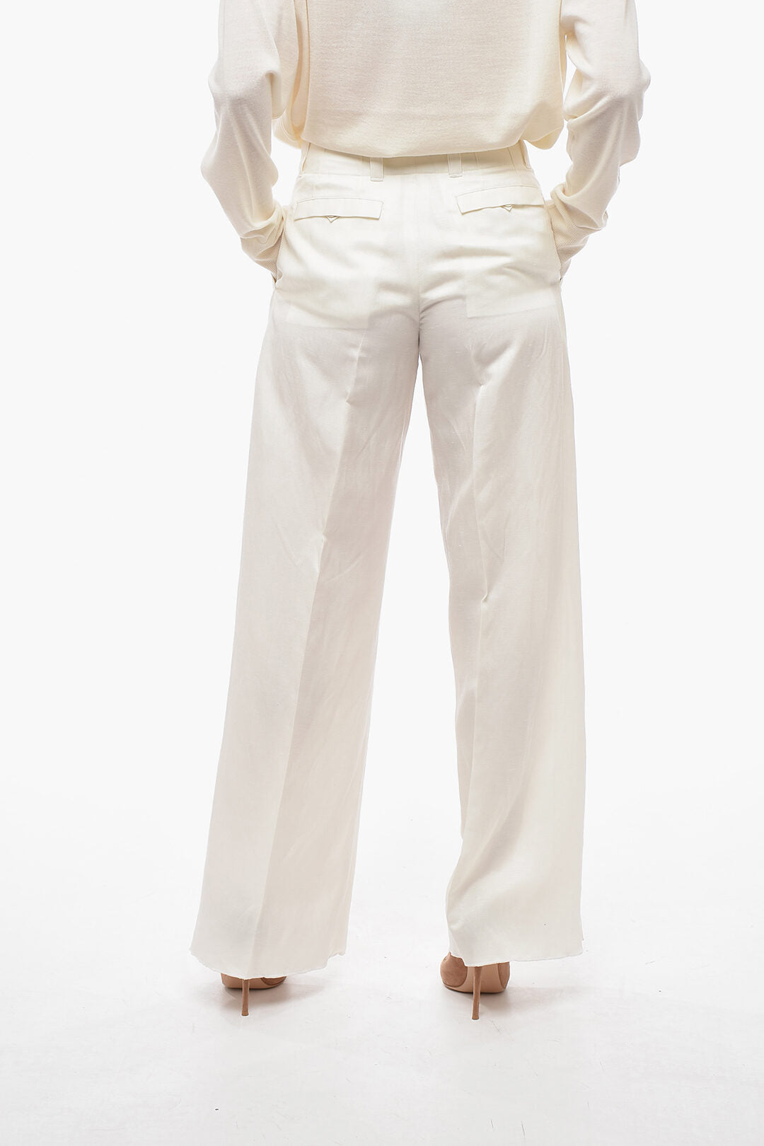SALVATORE FERRAGAMO SILK & LINEN PANTS