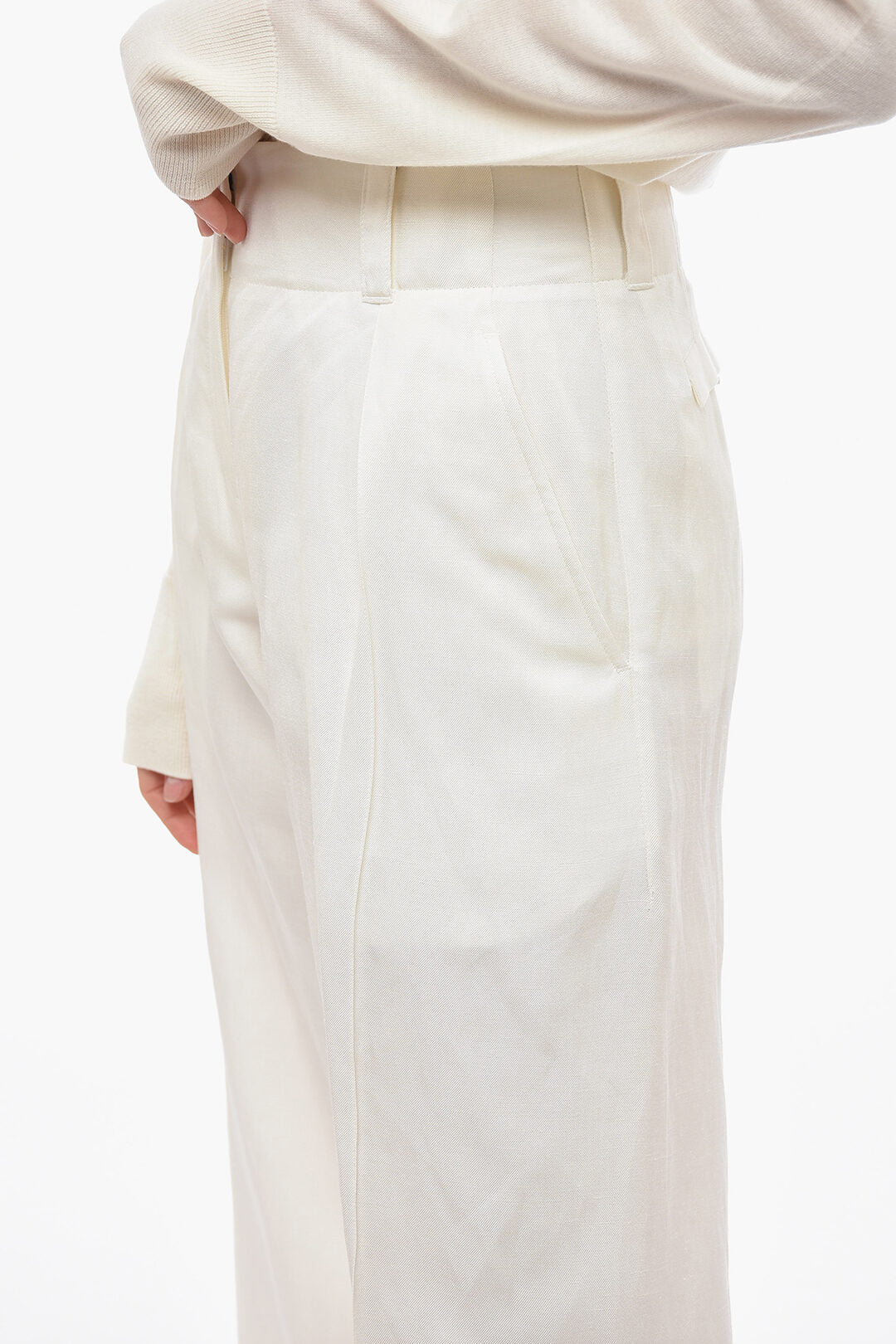 SALVATORE FERRAGAMO SILK & LINEN PANTS