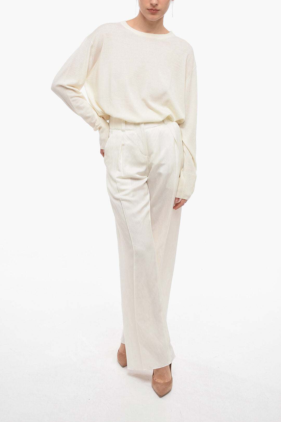 SALVATORE FERRAGAMO SILK & LINEN PANTS
