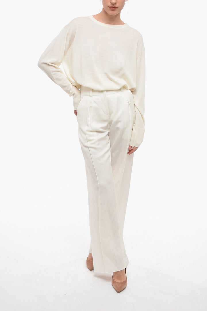 SALVATORE FERRAGAMO SILK & LINEN PANTS