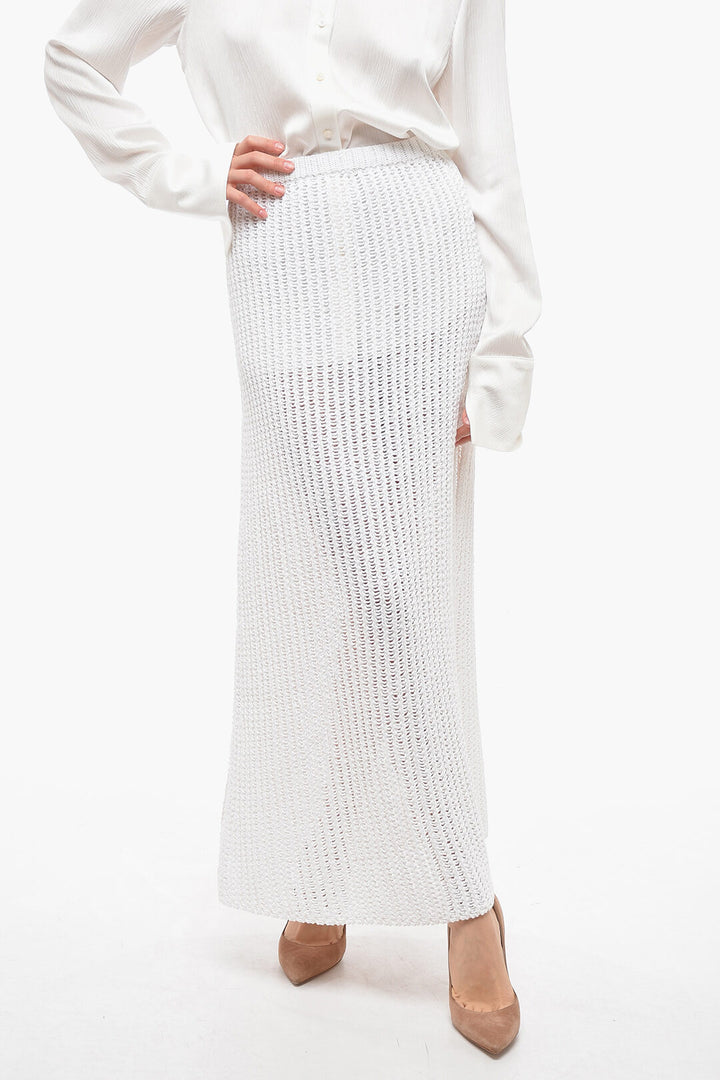 SALVATORE FERRAGAMO KNIT SKIRT WHITE