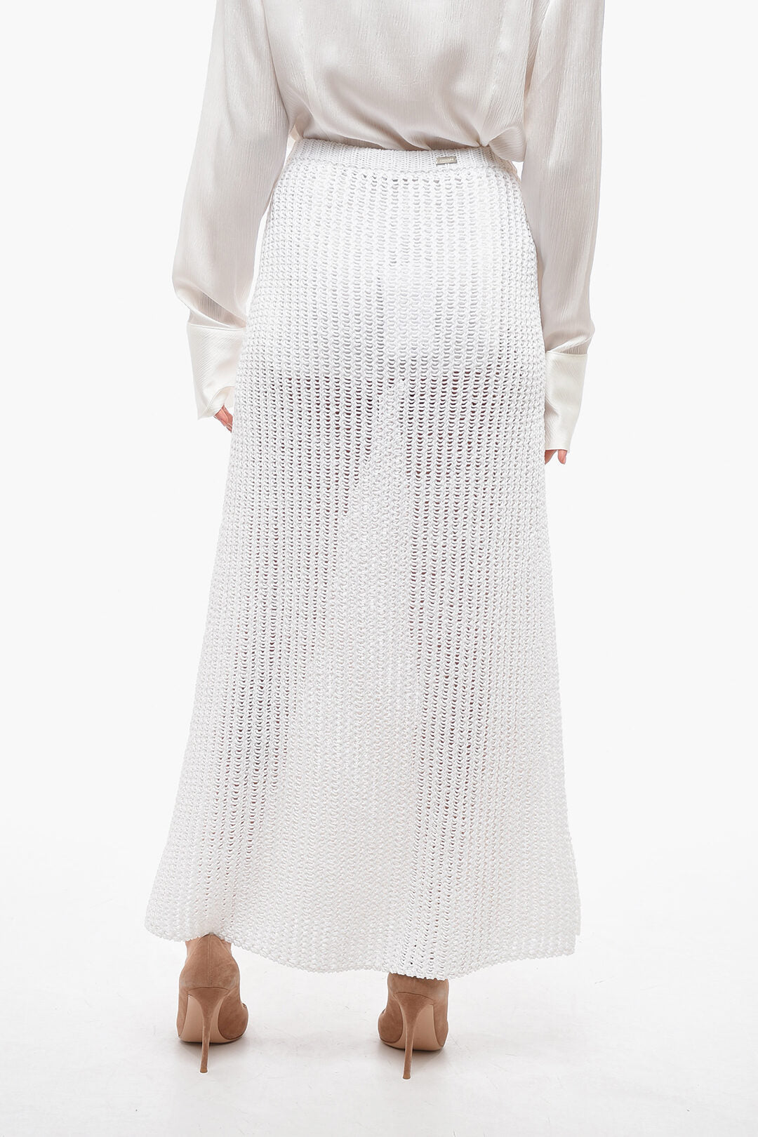 SALVATORE FERRAGAMO KNIT SKIRT WHITE