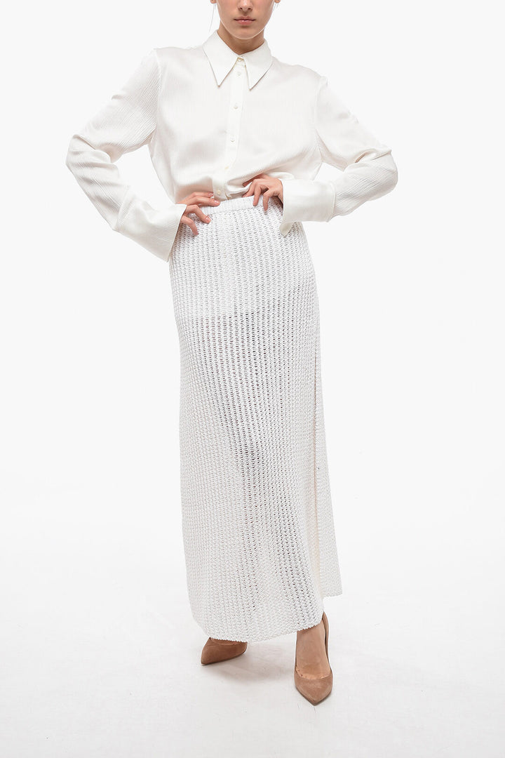 SALVATORE FERRAGAMO KNIT SKIRT WHITE