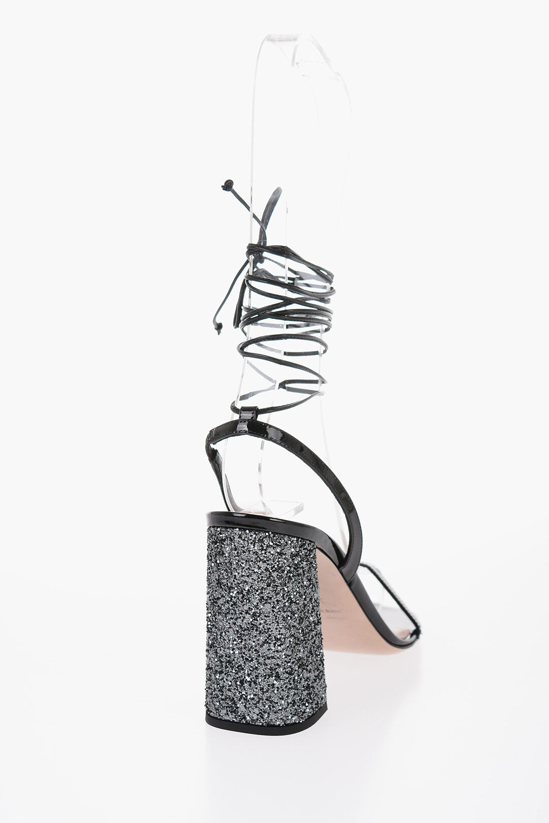 Miu Miu Sandali in Vernice con Glitter Tacco 10 cm