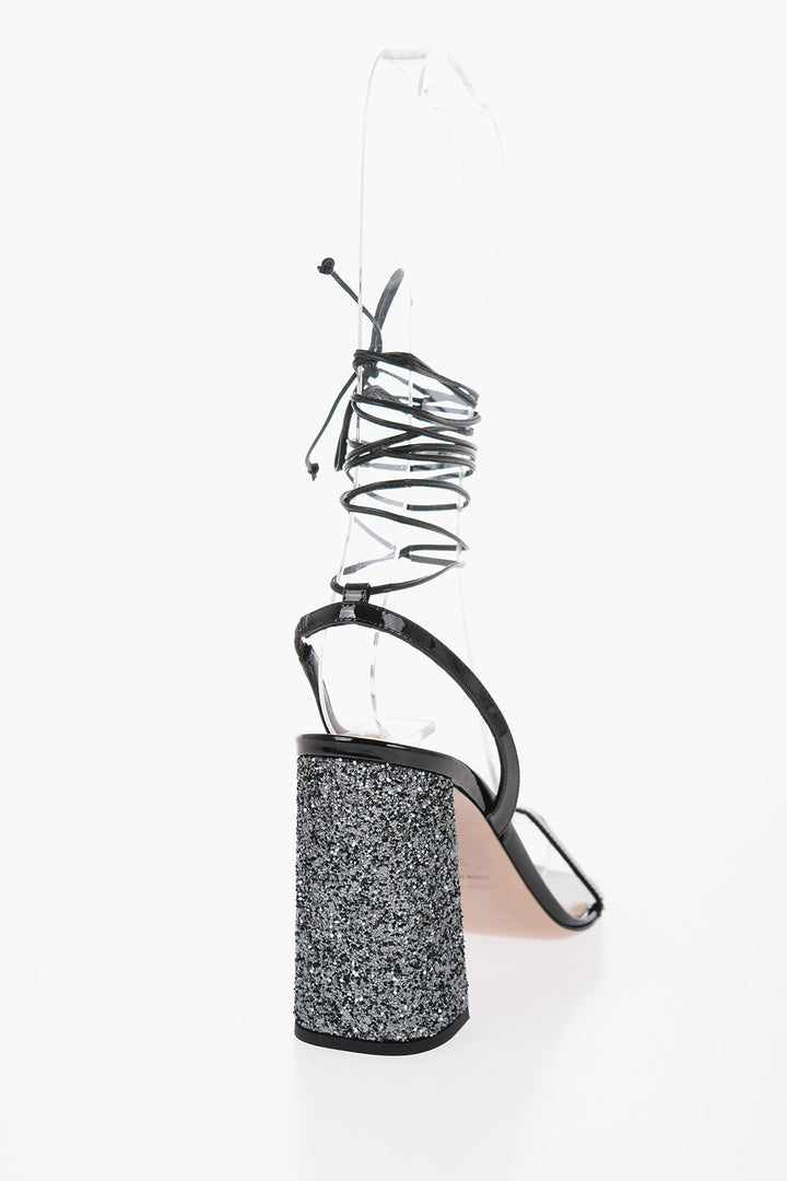 Miu Miu Sandali in Vernice con Glitter Tacco 10 cm