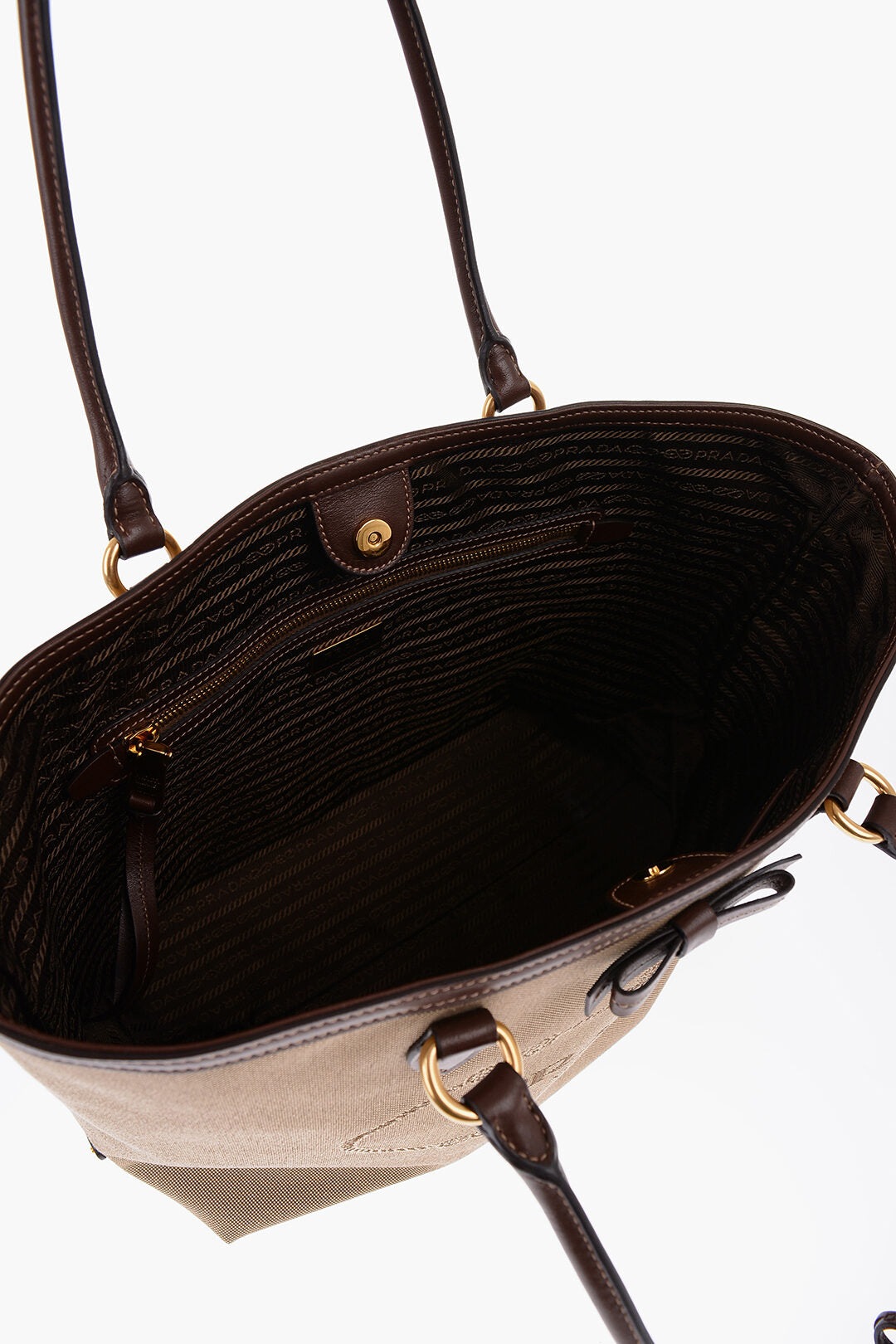 Prada Canvas Tote Bag with Jacquard Logo