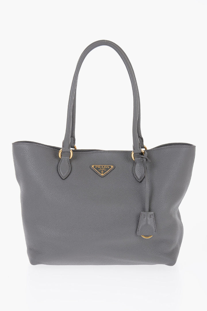 Prada Grain de Poudre Leather Tote Bag with Inner Pocket