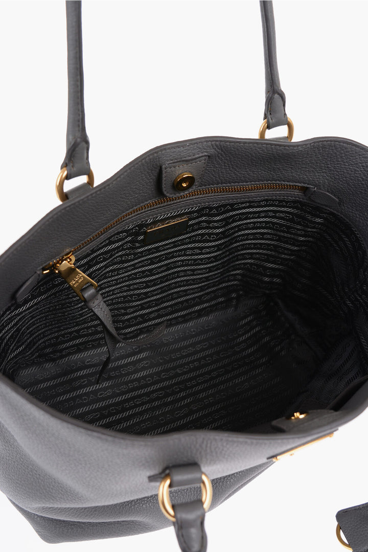 Prada Grain de Poudre Leather Tote Bag with Inner Pocket