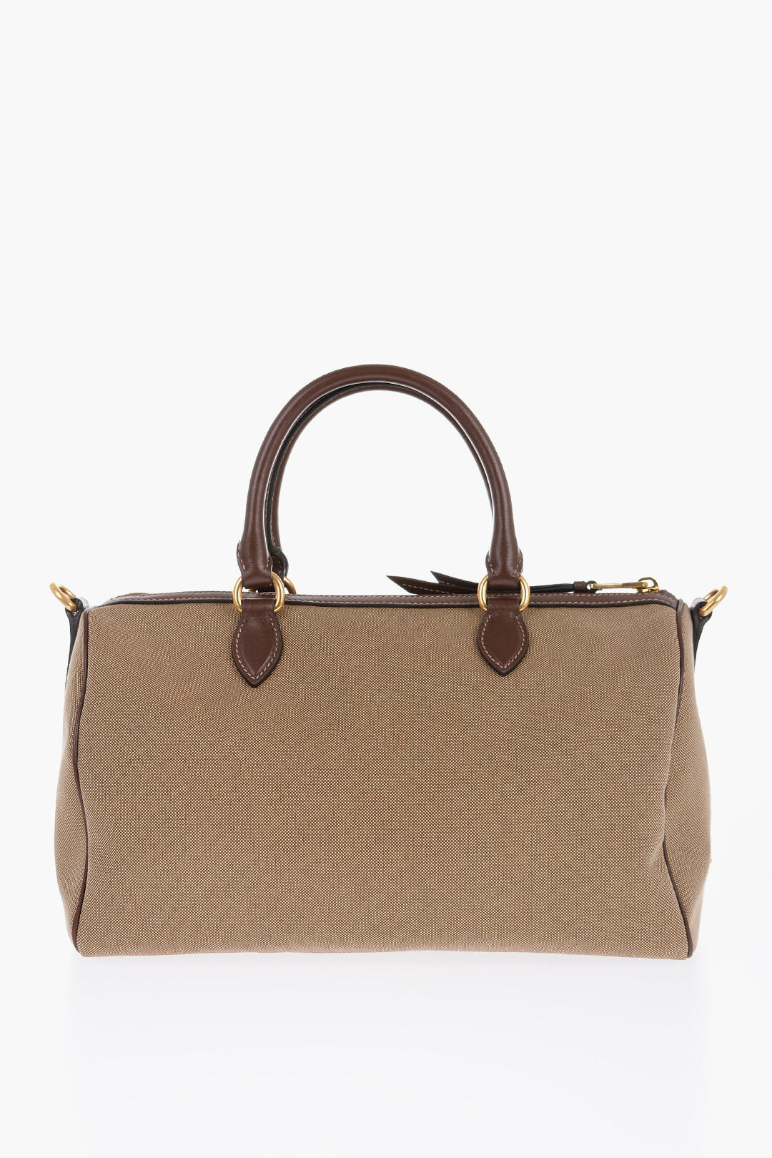 Prada Canvas Bowler Bag with Leather Details