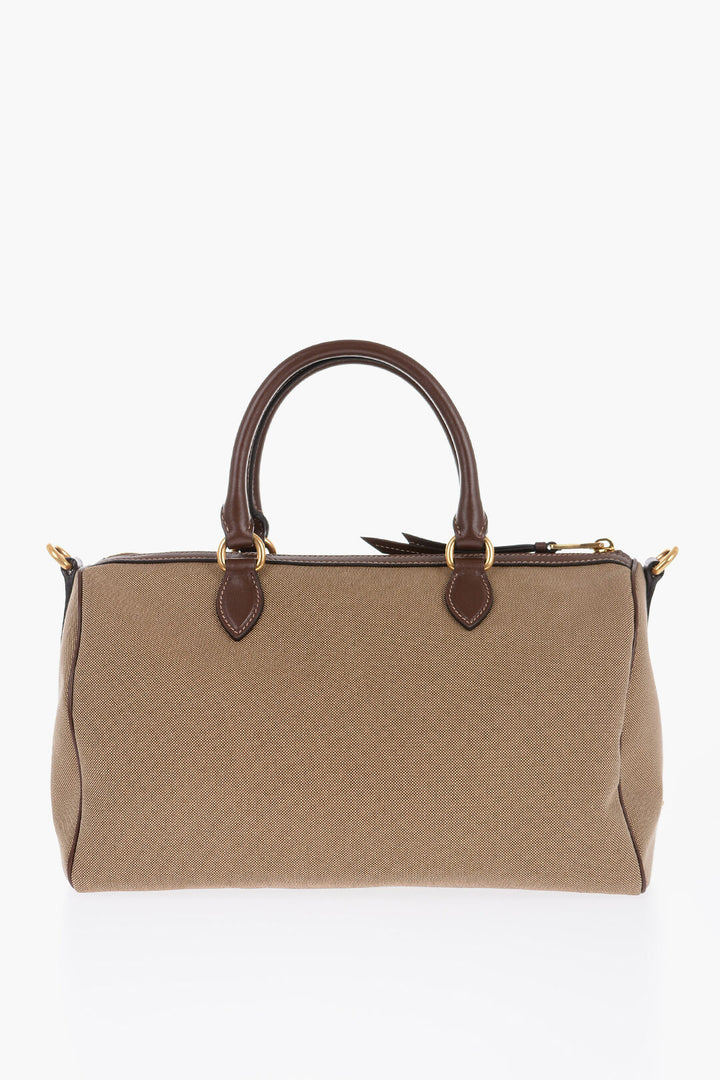 Prada Canvas Bowler Bag with Leather Details
