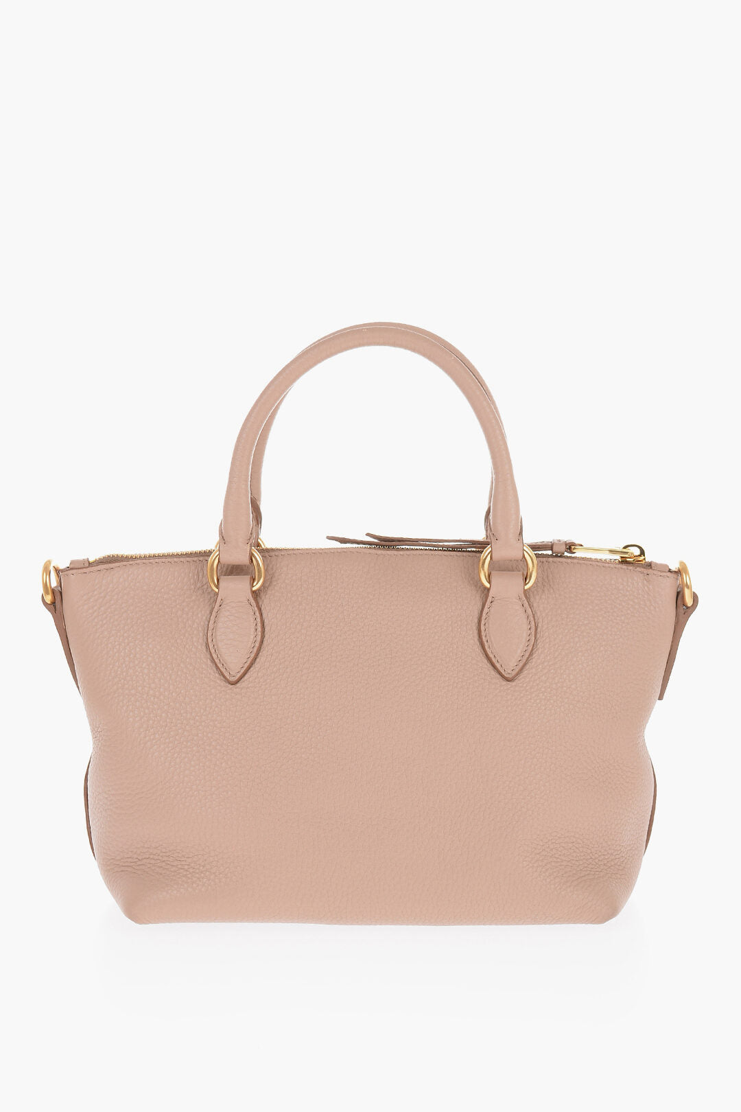 Prada Grained Leather Handbag with Logo Plaque