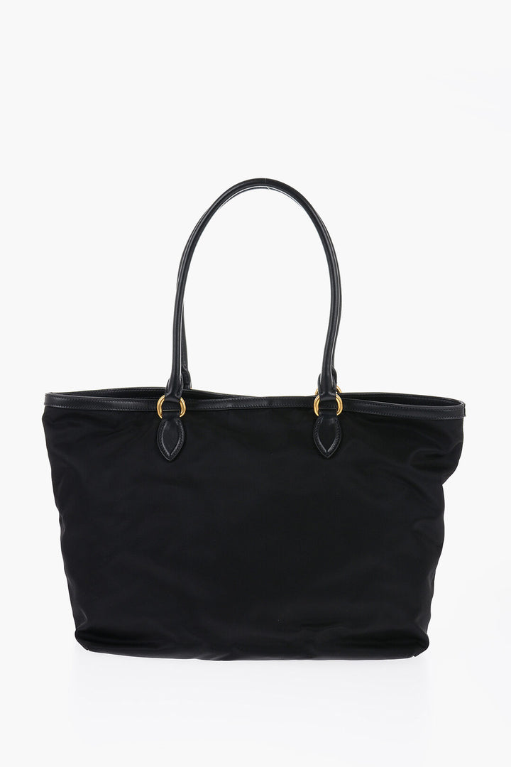 Prada Nylon Tote Bag with Leather Handles and Details