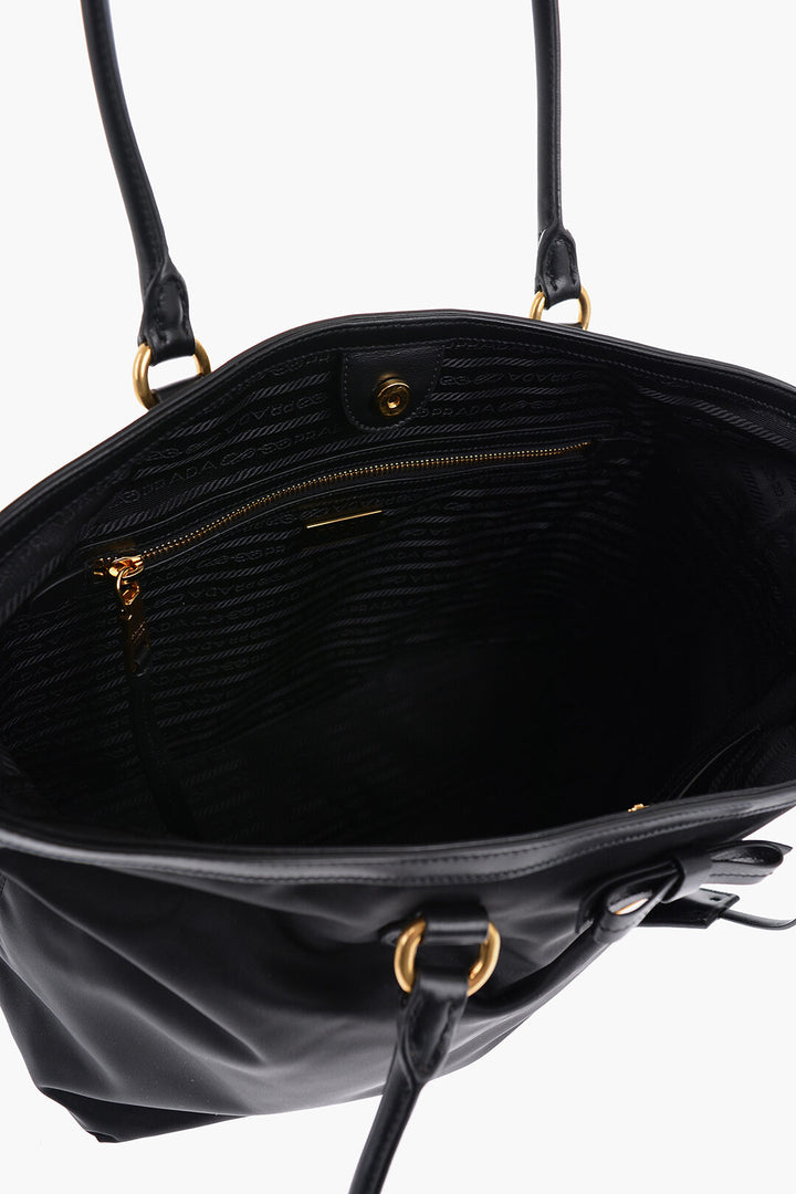 Prada Nylon Tote Bag with Leather Handles and Details