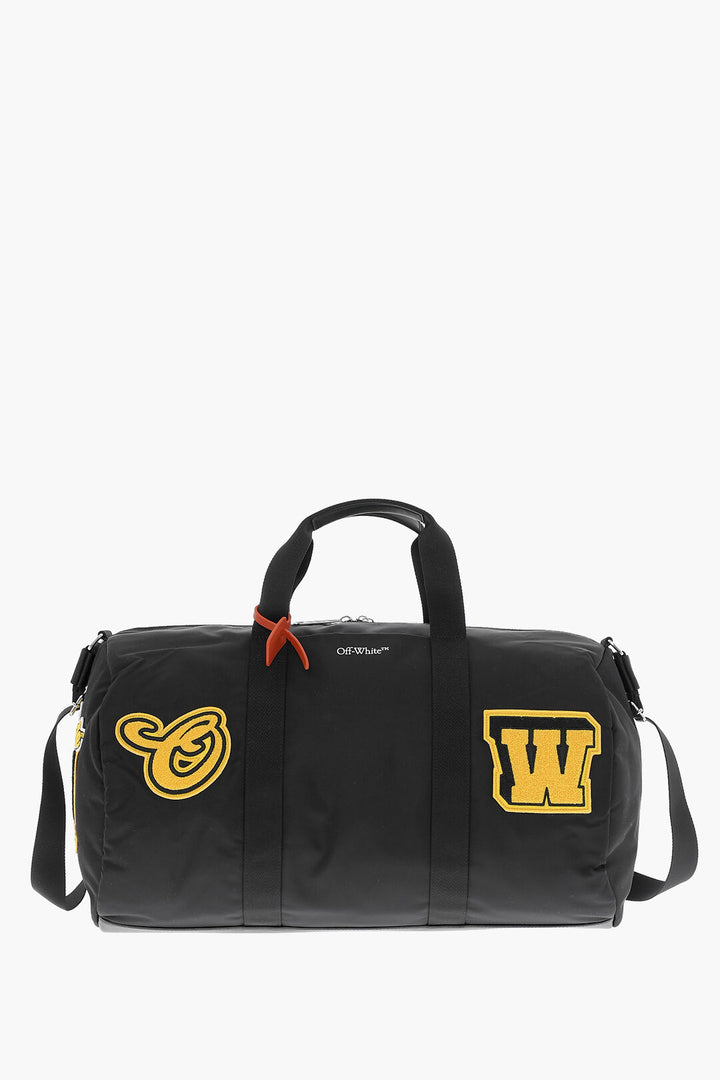 Off-White Travel Duffle Bag with Hard Core Patches