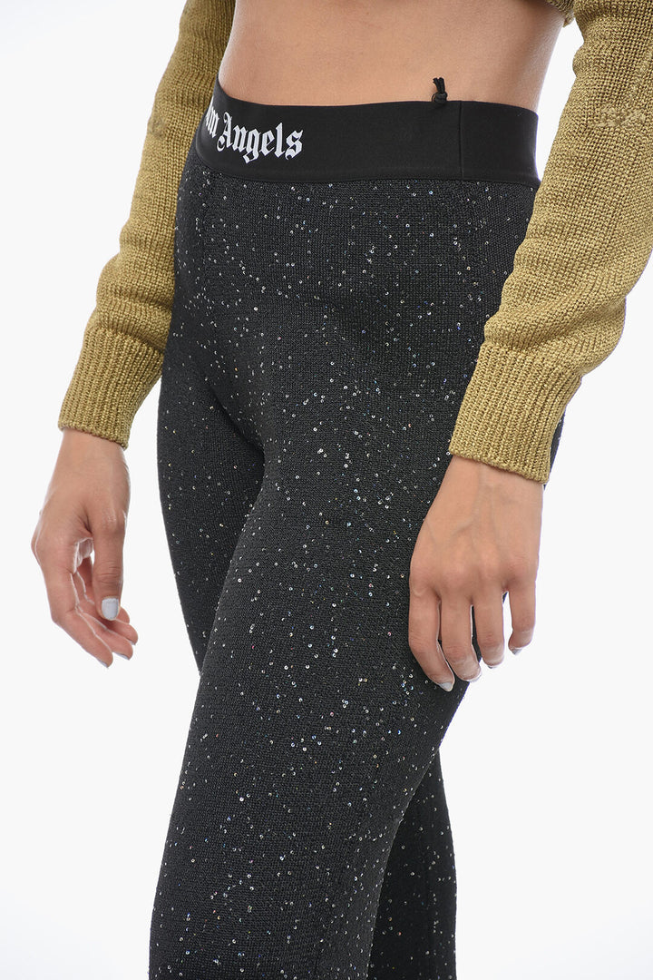 Pantaloni Bootcut SOIREE in maglia di Palm Angels con paillettes
