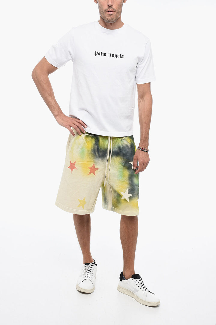 Palm Angels Brushed Cotton SPRAYED STARS Jogger Shorts