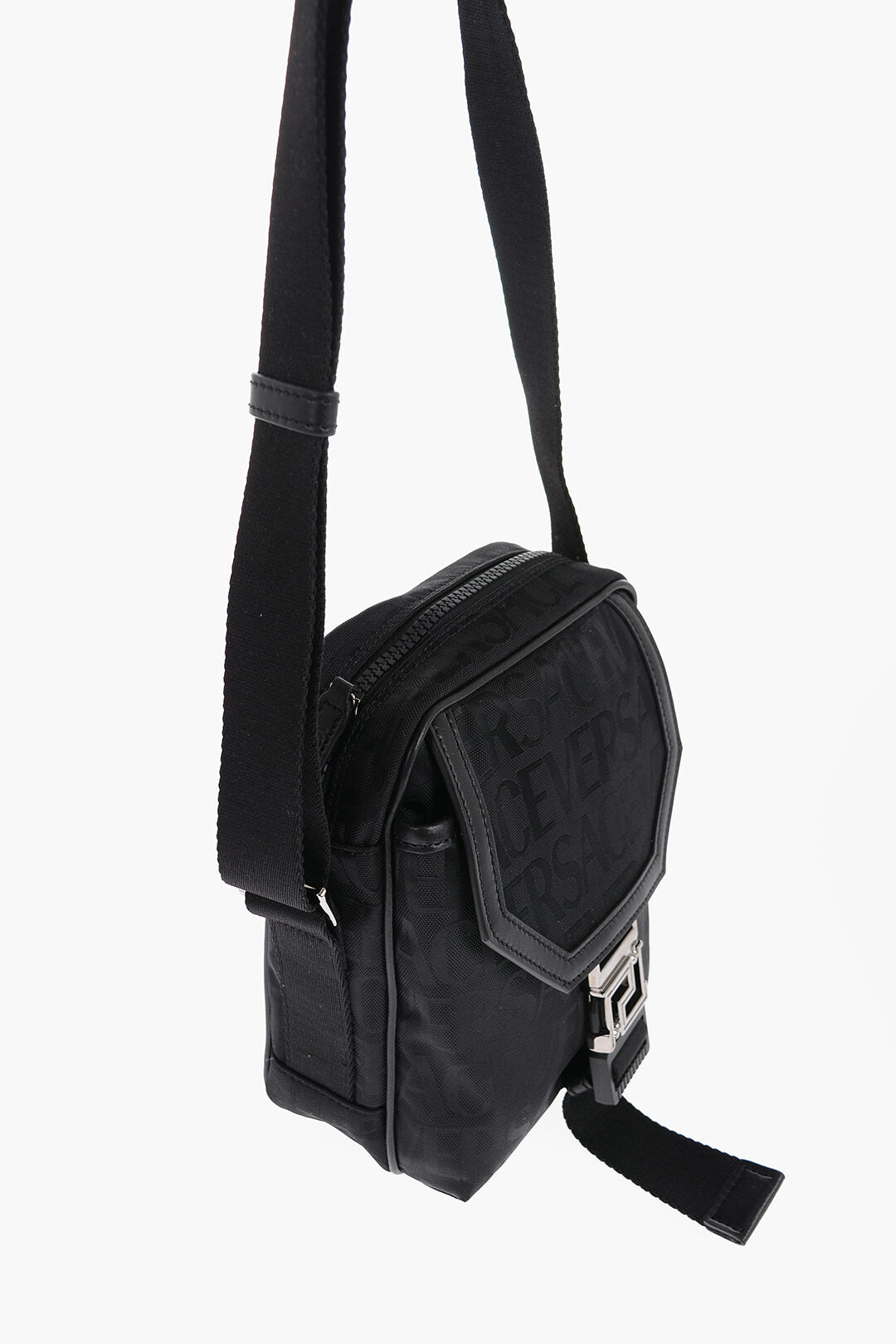 Versace Logoed Messenger Bag with Greca Buckle