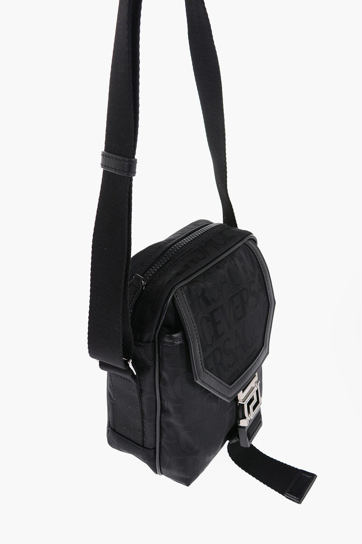 Versace Logoed Messenger Bag with Greca Buckle