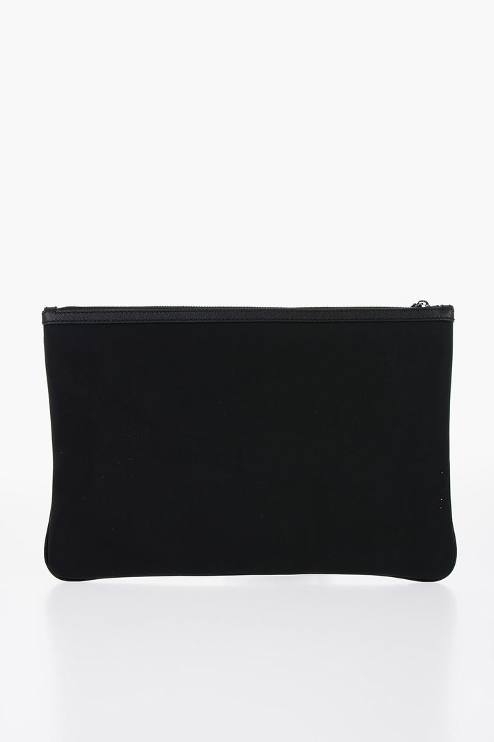 Dolce & Gabbana Leather and Nylon Clutch with Metal Plaque