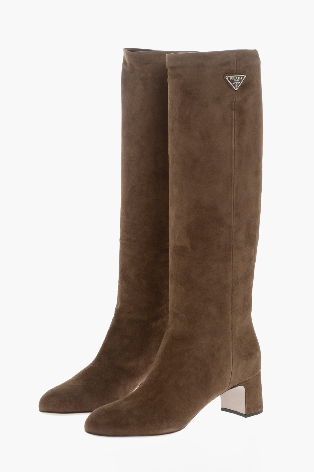 Prada Suede Knee-Length Boots with Covered Heel 5cm