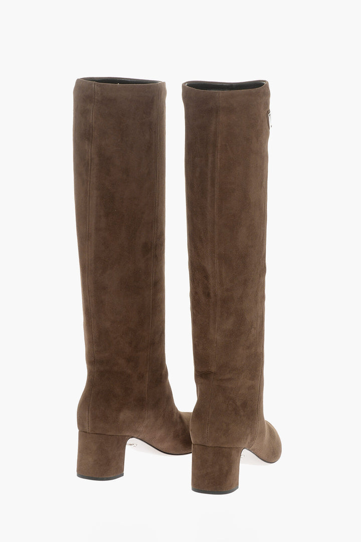 Prada Suede Knee-Length Boots with Covered Heel 5cm