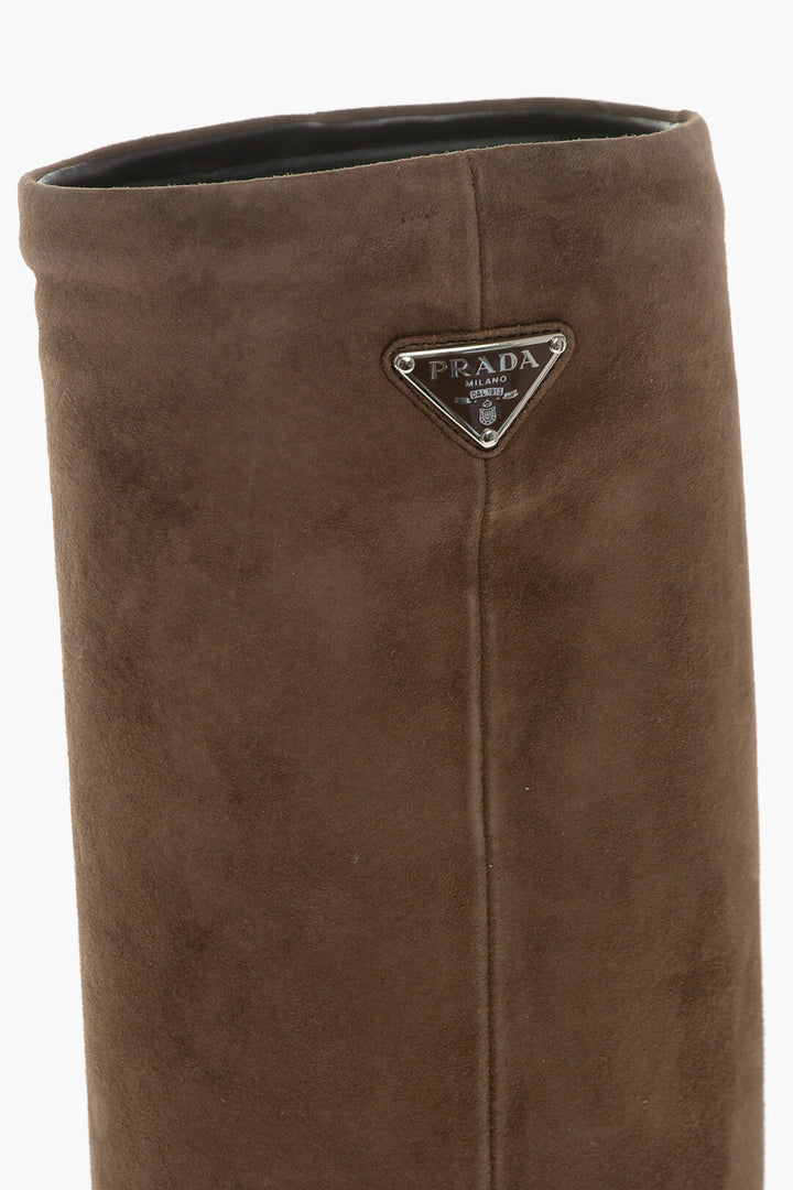 Prada Suede Knee-Length Boots with Covered Heel 5cm