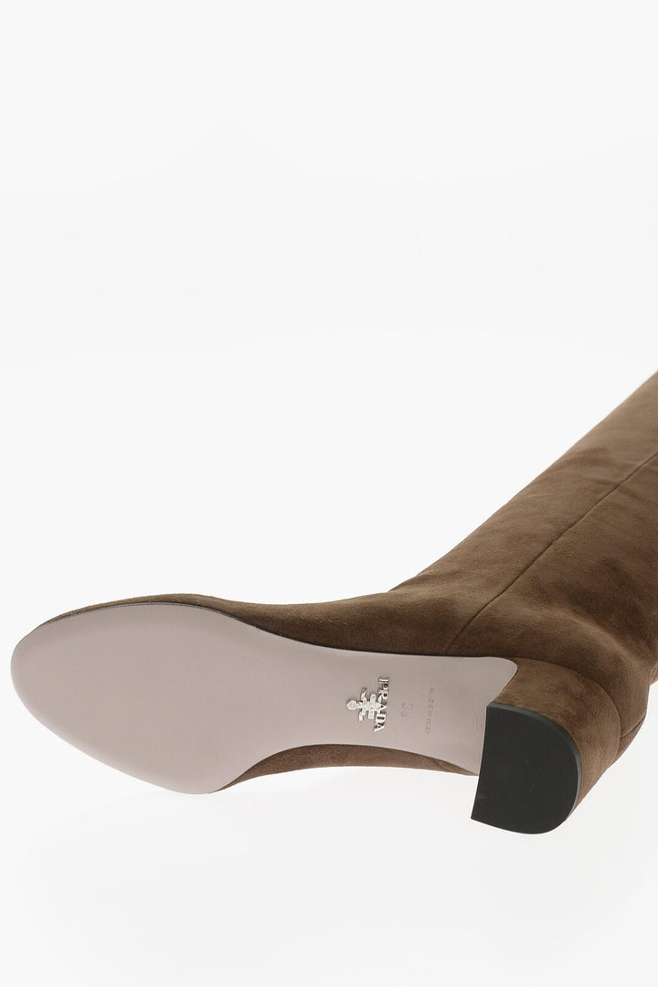 Prada Suede Knee-Length Boots with Covered Heel 5cm