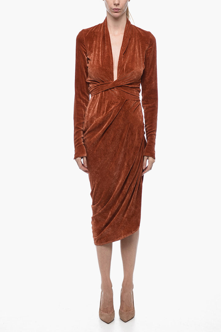 Rick Owens STROBE Velour Wrap Dress