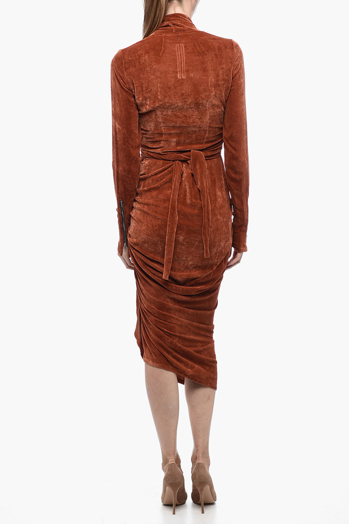 Rick Owens STROBE Velour Wrap Dress