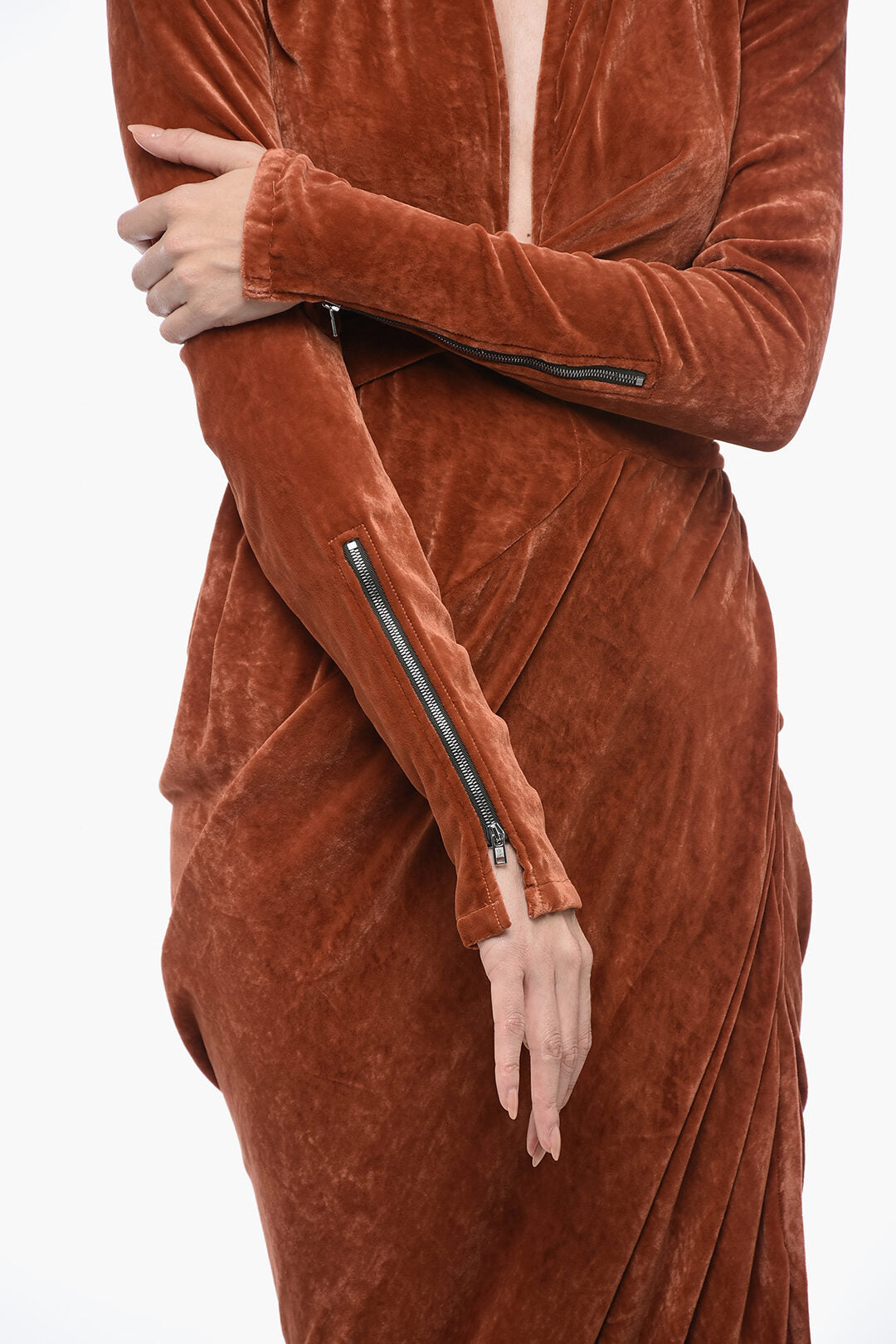 Rick Owens STROBE Velour Wrap Dress