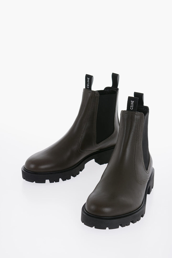 Celine Men's Leather MARGARET Chelsea Boots With Tank Sole