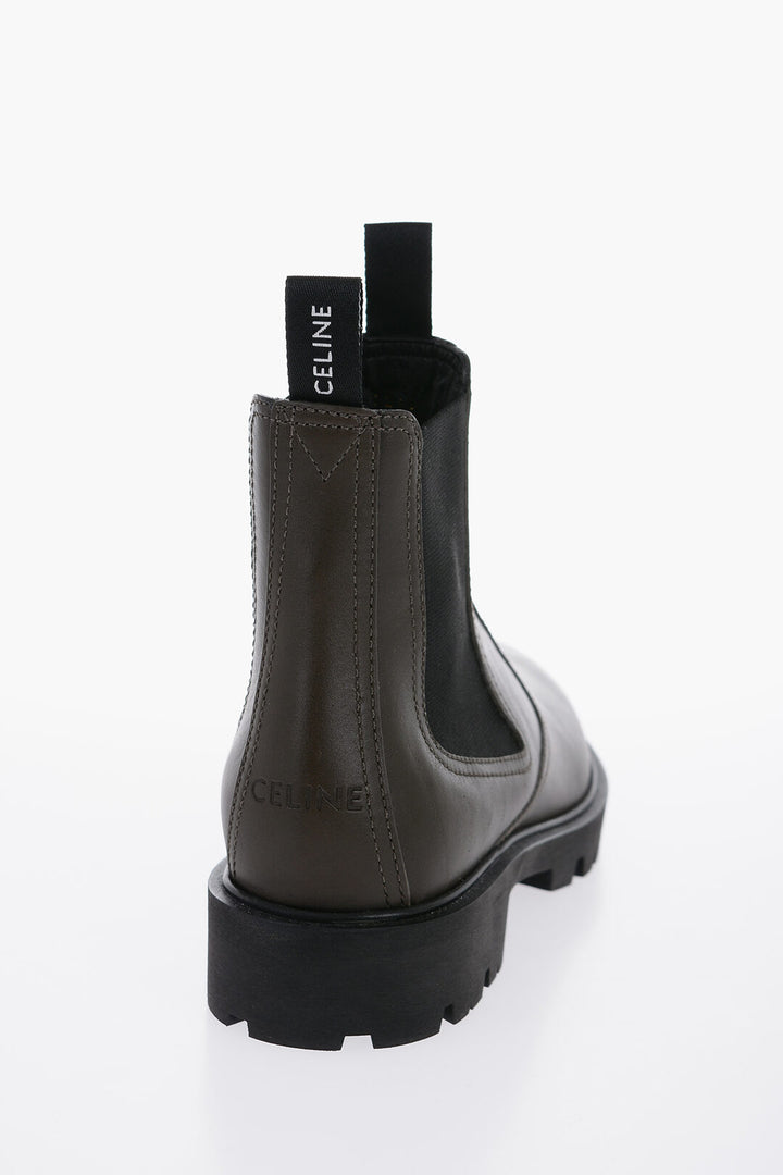 Celine Men's Leather MARGARET Chelsea Boots With Tank Sole