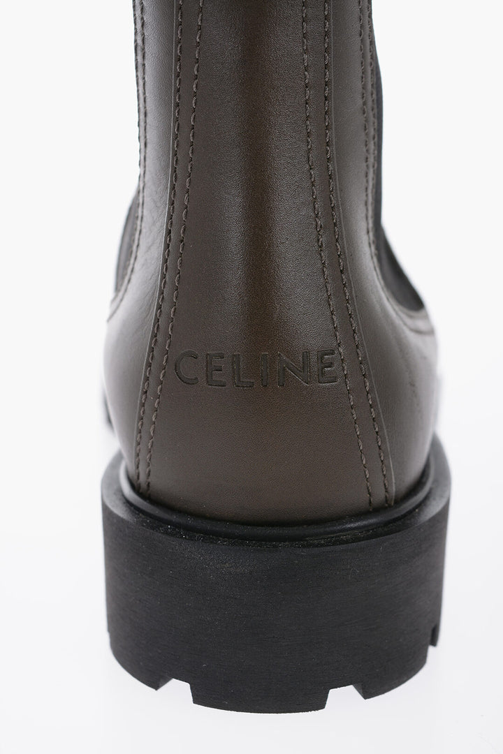 Celine Men's Leather MARGARET Chelsea Boots With Tank Sole