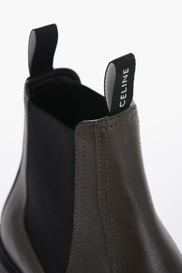 Celine Men's Leather MARGARET Chelsea Boots With Tank Sole