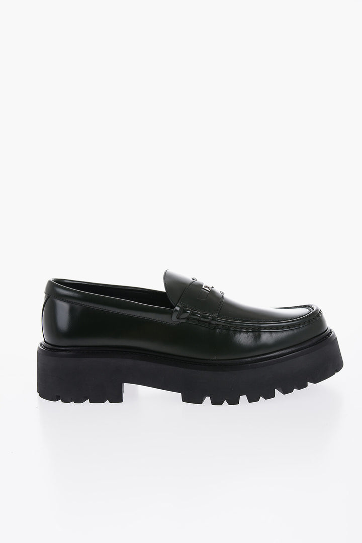 Celine Men's Brushed Leather Penny Loafers With Chunky Sole