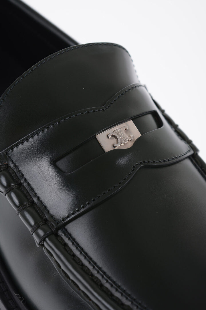 Celine Men's Brushed Leather Penny Loafers With Chunky Sole