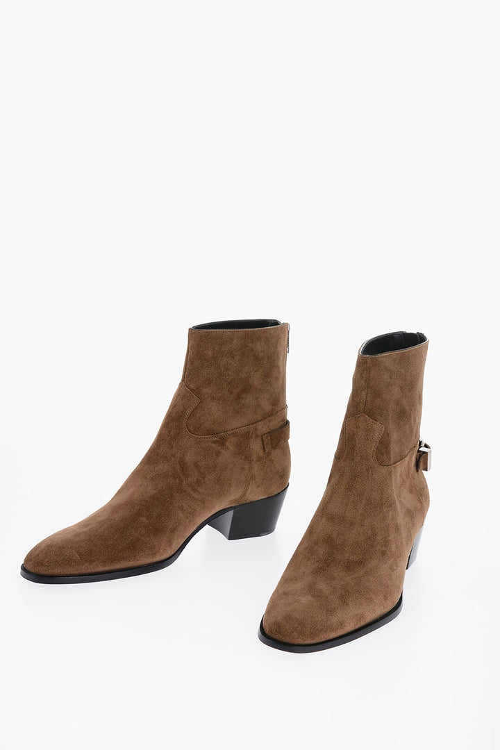 Celine Men's Suede Leather ISAAC Boots With Buckle Details