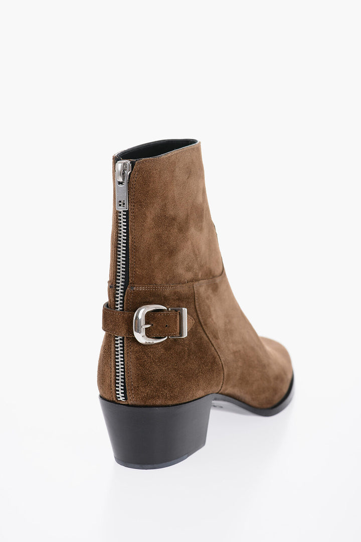 Celine Men's Suede Leather ISAAC Boots With Buckle Details