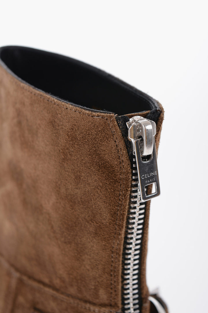 Celine Men's Suede Leather ISAAC Boots With Buckle Details