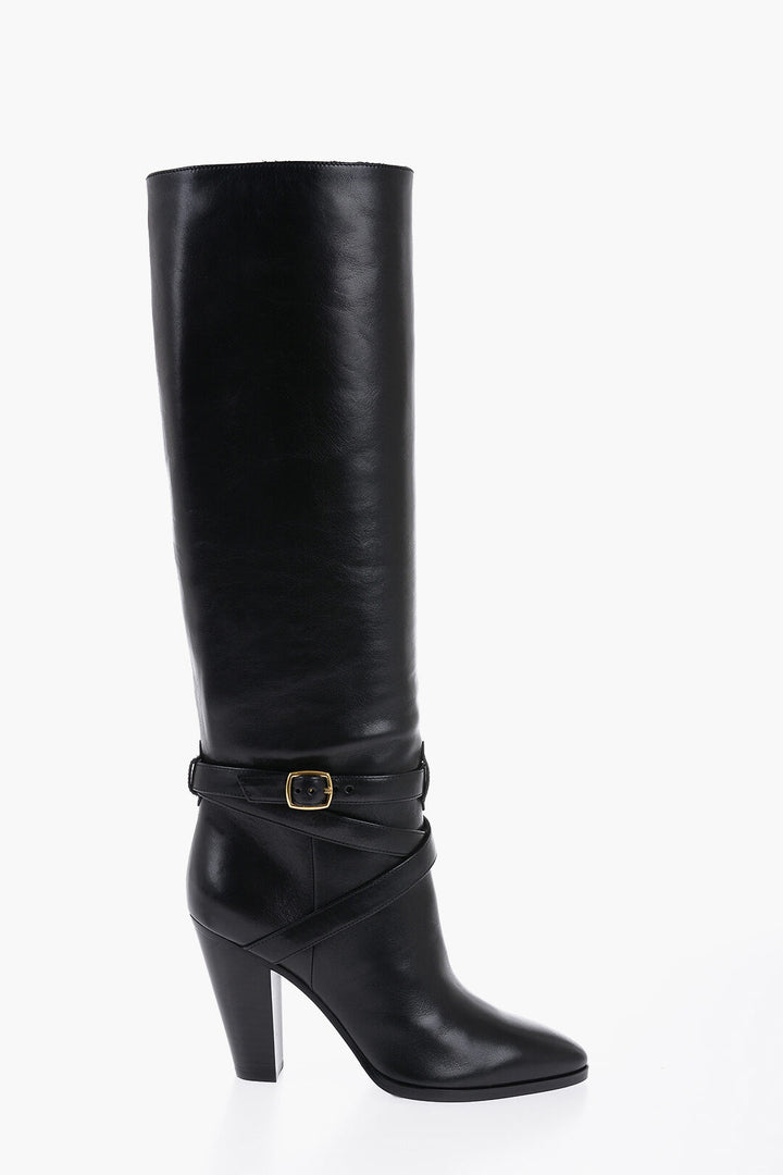 Celine - Stivali in pelle WILTERS al ginocchio con cinturino alla caviglia 10 cm