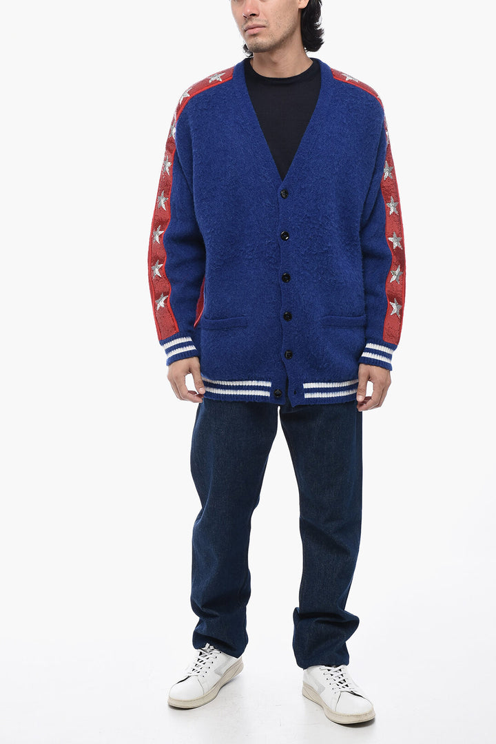 Celine - Cardigan oversize con fascia ricamata in paillettes